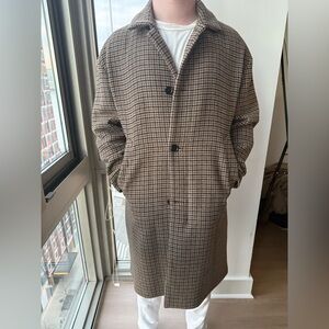 Abercrombie & Fitch Brown Checkered Pea Coat